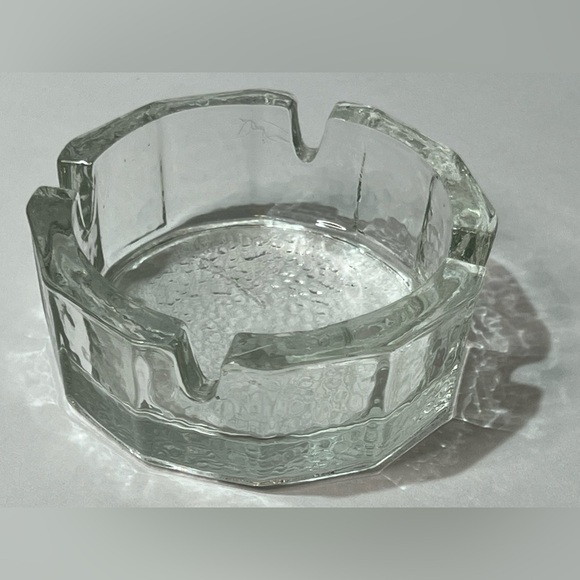 VTG BLENKO STYLE Clear Round Glass Ashtray Mid Century Modern MCM 3.75" 4-SLOT - Picture 1 of 8